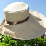 Beige Wide Brim Sun Hat