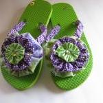 Flip Flops Decorated Lime G..