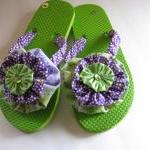 Flip Flops Decorated Lime G..