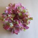 Pink Green Frilly Flower Br..