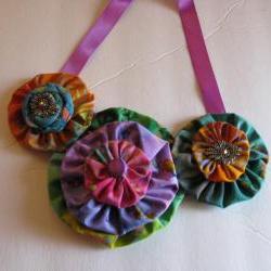 Bib Necklace Yo Yo Multi Colored