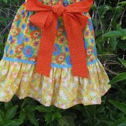 Ruffle Skirt Child in Size 6 Yellow Blue Orange Prints