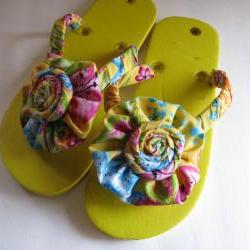 Yellow Decorated Flip Flops