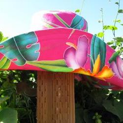 Hot Pink Peach Wide Brim Sunhat Womens