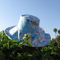 Blue Hibiscus Flower Wide Brim Sunhat